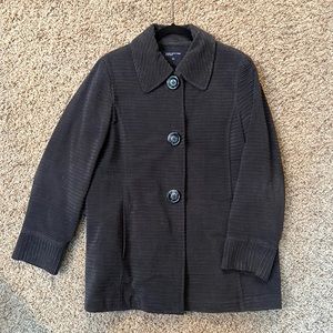 Women’s, Jones New York Signature, Corduroy, Gray, Button, Peacoat, Large